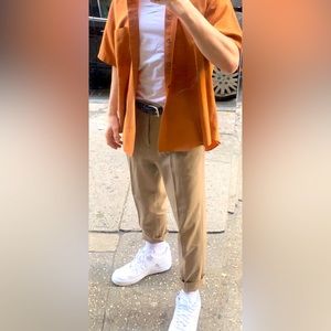 Khaki Pleated Trousers